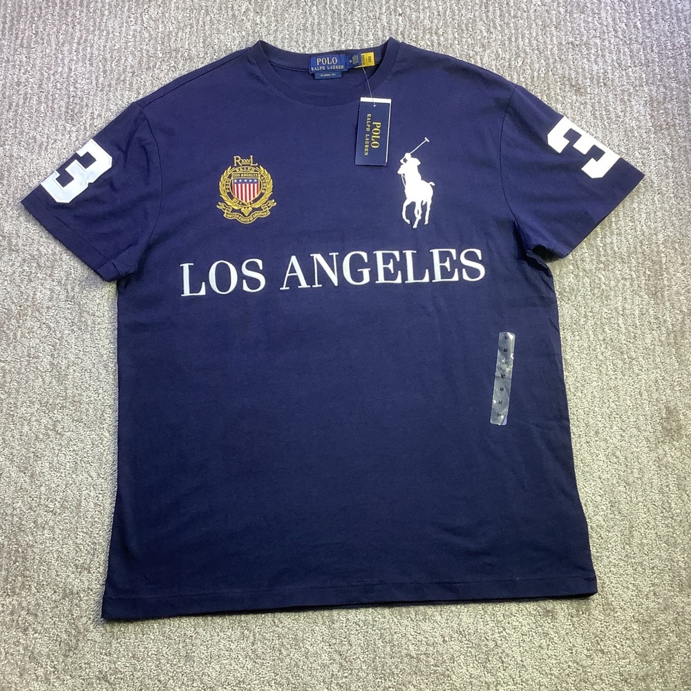 Polo Ralph Lauren Los Angeles Big Pony T-Shirt Navy Blue Classic Fit Size M NWT - Picture 2 of 13